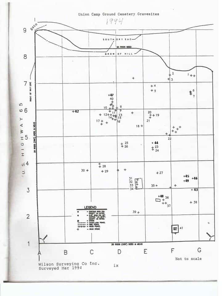 UCCA Map of Burials. with numbers 43 to 49